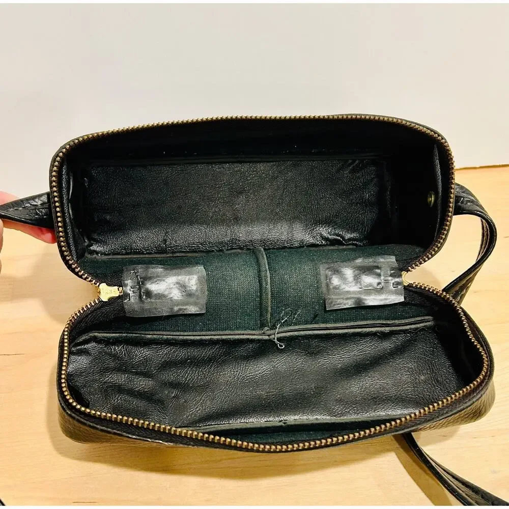 Vintage Kodak Camera Bag Black Faux Leather Crossbody Case Small Retro
